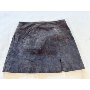 BlankNYC Gray Suede Leather Mini Skirt Size 25 A-Line Front Slit